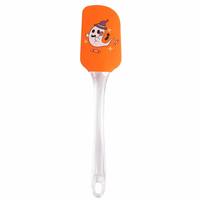 Spatule en silicone d'Halloween, manche en plastique transparent, imprimé citrouille, fantôme, sorcière, résistante à la chaleur, pour mélanger les gâteaux