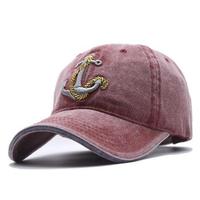 Vente en gros de casquette de baseball sportive vintage nouveau style de casquette en coton lavable avec logo brodé à l'ancre pour les affaires Sports de plein air