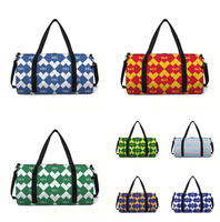 Sac de sport personnalisé à motif argyle avec lettres grecques pour sororité, grande capacité, sac de gym portable, sac de voyage, cadeau