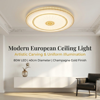 Plafonnier LED Moderne 80W Doré en Fer, 40cm, Effet Ciel Étoilé, Luminaire Encastré 3 Températures de Couleur Modifiables, Luxe pour Maison et Bureau