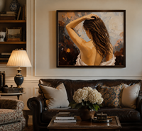 Y-043 Kit de Peinture par Numéros DIY Fille Littéraire Vue Arrière, Art Mural Figuratif Tons Chauds pour Adultes