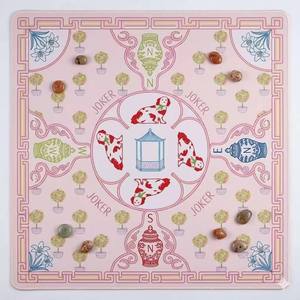 Style Preppy, Gingham rose, Jarre en porcelaine, Porcelaine bleue et blanche, Pois, Antidérapant, Anti-bruit, Tapis de mahjong, Bama Mahj - Product Image 6