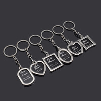 Porte-clés cadre photo en alliage de zinc argenté, décoration DIY, cadeau, vente en gros, personnalisation