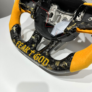 Volante de Fibra de Carbono Forjado en Oro con Cuero de Gamuza y LED para Dodge <span class=keywords><strong>Challenger</strong></span> Hellcat Scatpack Charger 2003-2025, Personalizable - Product Image 5