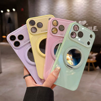 Coque de téléphone magnétique en PC avec support rotatif à 360 degrés et miroir de maquillage de luxe pour iPhone 17 16 15 14 13 Pro Max