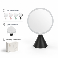 Miroir de Maquillage LED Rond Intelligent Rechargeable Grande Capacité Rotation à 90 Degrés Contrôle Tactile Intensité Réglable pour Coiffeuse de Bureau