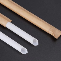 Pailles boba jetables biodégradables écologiques en fibre de bambou PLA en plastique épais, réutilisables et emballées individuellement