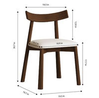 2 chaises de salle à manger modernes en bois massif, design ergonomique sans accoudoirs, coussins épais en PU, écologiques pour la maison et l'hôtel
