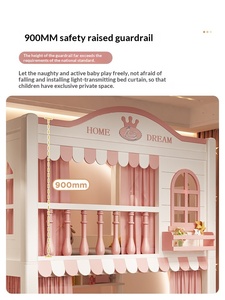 Cama litera de <span class=keywords><strong>madera</strong></span> para niñas, tamaño doble, con tobogán de casa del árbol para espacios pequeños - Product Image 6