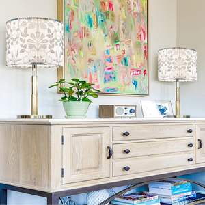 GOSO โป๊ะแบบดรัม2ชิ้นขนาดกลาง13 "" ด้านบน X 13 "ด้านล่าง x 10" พืชพิมพ์เส้นใยโพลีเอสเตอร์สูงสำหรับโคมไฟตั้งพื้นแบบ DIY - Product Image 6