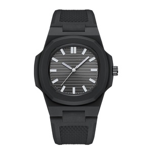 <span class=keywords><strong>Orologio</strong></span> da Polso All'ingrosso Ottagonale Fashion in Silicone <span class=keywords><strong>Nero</strong></span> al Quarzo per Uomo e <span class=keywords><strong>Donna</strong></span> Senza Logo - Product Image 1