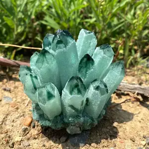 300-1000g natural green ghost quartz crystal cluster healing crystals raw gemstone specimen for home&office decoration fengshui