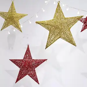 Metal glitter pó 3d estrela de cinco pontas, para áreas externas, formato de estrela, metal, decoração de natal