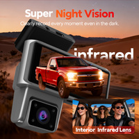 Car Dash Cam 2k 1080p Wireless Wifi Night Vision 3 Channel Dash Cam 2k for Cars Front and Rear Dash Camera