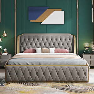 Muebles de dormitorio para Hotel, <span class=keywords><strong>cama</strong></span> de almacenamiento de lujo de cuero genuino de <span class=keywords><strong>vaca</strong></span>, <span class=keywords><strong>cama</strong></span> king size moderna - Product Image 1
