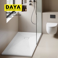 Cabine de douche sans cadre avec base de douche en pierre artificielle assortie, bac de douche rectangulaire haut de gamme pour salle de bain d'hôtel