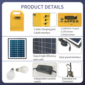 Système de stockage d'énergie solaire portable avec panneau solaire 5W, batterie LiFePO4 et contrôleur PWM pour l'éclairage solaire domestique dans <span class=keywords><strong>les</strong></span> zones rurales - Product Image 6