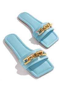 Sandalias Planas de Mujer con Diseño Simple, Talla 11, Punta Cuadrada, Detalle de Cadena en la Puntera, de PU, Elegantes - Product Image 5