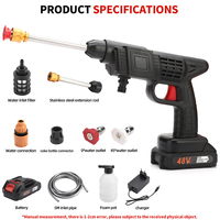 Hidrolavadora Eléctrica Portátil Multifuncional de Alta Presión de 21V con Material PP, Pistola de Agua de Limpieza con Presión de 6-8 bar
