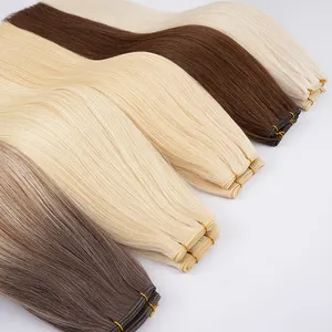 Factory Hot Selling 100% Human Virgin Remy double drawn Hair hand tied weft Genius weft hair extensions