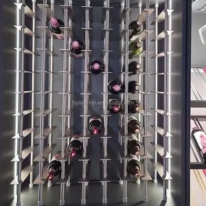 Porte-vin mural en verre acrylique moderne minimaliste de luxe modulaire personnalisé en métal aluminium pour bar salon - Product Image 6