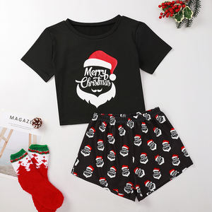 <span class=keywords><strong>Pijama</strong></span> de dos piezas para niñas, conjunto de ropa de dormir de algodón para mujeres, pijamas para mujeres, conjunto de pijamas de Navidad para mujer, verano corto - Product Image 2