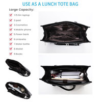 Sac fourre-tout et sac à déjeuner 2-en-1 en PU brodé avec fermeture éclair, design matelassé pour femme, grand sac à main convertible pour ordinateur portable et travail