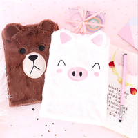 Carnet de notes scolaire de luxe avec couverture en tissu pelucheux écologique et mignon motif animal