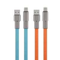 Câble de données USB-C 2-en-1 en PVC, charge rapide 240W avec conception plate anti-enroulement pour téléphones mobiles iPhone et Android – Offre Spéciale