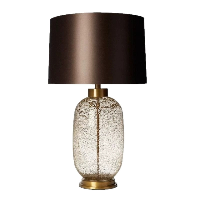 Luxury Modern Farmhouse Simple AC Touch Dimmable LED Glass Fabric Shade Table Lamp for Bedroom Hotel Use