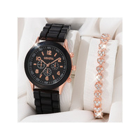 5 pièces ensemble montre de luxe femmes anneau collier boucles d'oreilles strass mode montre-bracelet femme décontracté dames montres Bracelet ensemble horloge