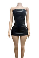Damenmode Kleider PU-Leder Schnürung Ausgeschnitten Trägerloses Kleid Nachtclub Neues Kleid für Frauen