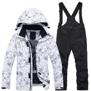 Thời Trang Snowsuit Phụ Nữ Người Đàn Ông Thanh Niên 2 Mảnh Lông Cừu Snowsuit Trùm Mũ Trùm Mũ Trượt Tuyết Áo Khoác Quần Thiết Lập