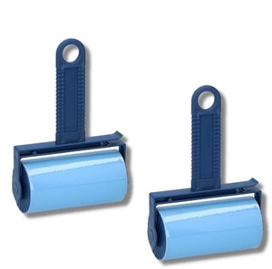 Rouleau Adhésif Nettoyant Manuel Réutilisable Ultra-Adhésif Lavable Anti-Poils et Anti-Épingleaux pour Vêtements et Poils d'Animaux Rouge/Bleu 19x20cm - Product Image 3
