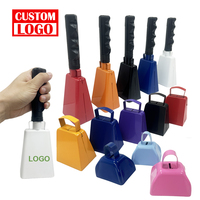 Cloche à main en métal de 3 pouces avec logo personnalisé, multicolore, pour fêtes, événements sportifs, animations, cadeaux artisanaux, vente en gros, directement de l'usine