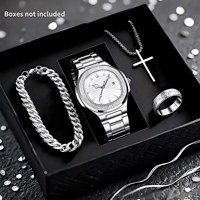 Ensemble cadeau de 3 montres à quartz de luxe pour homme, bracelet en acier inoxydable, Noël, anniversaire, pour lui, mari, OEM
