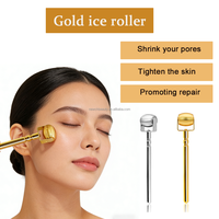 Masseur facial portatif pour soins du visage, rouleau de glace doré pour salon de beauté, massage rafraîchissant pour la peau, cryothérapie, soin corporel, tampon dermique pour spa