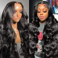Perruque Body Wave en Cheveux Humains Vierges Brésiliens, Lace Front HD 13x6, Sans Colle, Pré-épilée, Densité Épaisse, Ultra Longue, Pour Femmes Noires, Soyeuse