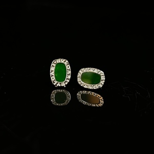 Orecchini in Giadeite Naturale Birmana di Grado A, Forma a Lingotto, Orecchini a Perno in Giadeite Verde per Uso Quotidiano Femminile, Regalo in Giadeite (con Certificato NGTC) - Product Image 3