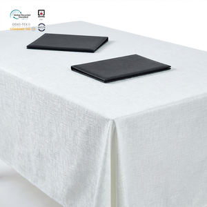 Anti Fade Gold 8ft Floral Jacquard Woven Polyester Rectangular <b>Tablecloth</b> for Home & Meeting Setup - Product Image 1