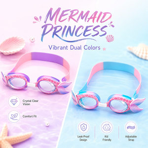 Gafas de Natación XIALE con Diseño de Cola de Sirena 3D para Niños, Antivaho, Anti-fugas, Silicona Suave, Protección UV para Niñas - Product Image 6
