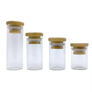 Paquete de 12 tarros de vidrio para almacenamiento de alimentos de especias con tapas herméticas de bambú, nueces, dulces, granos de café, juego de tarros de especias, embalaje personalizado - Product Image 5