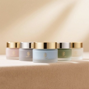 Refillable Customized Glass <b>Empty</b> Scrub Cream <b>Jars</b> Packaging With Golden Cap for Body Butter Face Serum Cream 30g 50g 100g - Product Image 2