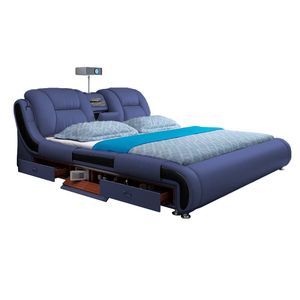 Leather Soft Storage Bed <strong>Smart</strong> Bedroom <strong>Furniture</strong> Double Functional King Size Bed Luxury Upholstered Massage Bed - Product Image 6