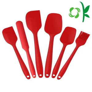 OKSILICONE Hot Sale 6 Pieces Non Stick Silicone Butter Spatula Oil Brush Heat Resistant Mixing Knife Spoon Baking Tools