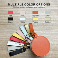 Miroir de poche compact en cuir PU personnalisé, rond, 8 cm, miroir de maquillage pliable, petit miroir de voyage, cadeau de beauté, fabricant