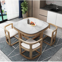 Ensemble de table et chaises de salle à manger carrées en marbre et bois massif, design moderne et luxueux, 4 places, meubles de salle à manger et de cuisine, design gain de place