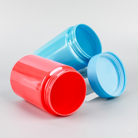 Stoples kemasan mulut lebar hewan peliharaan warna polos 12 oz 16 oz stoples krim mentega bubuk biru dengan segel induksi panas