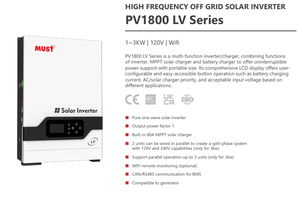 Inversor <span class=keywords><strong>Solar</strong></span> de Alta Frecuencia MUST de 1kw 2kw 3kw con Controlador de Carga Mppt de 80A Serie <span class=keywords><strong>PV1800</strong></span> LV - Product Image 6