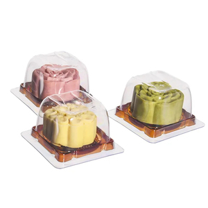 Custom disposable square round luxury plastic gift container mini packaging moon cake box with dome lid and film
